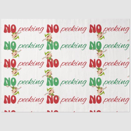 NEE Peeking Naughty Elf Kerstmis Tissuepapier (Voorkant)