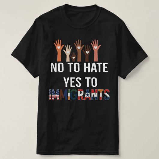 Nee tegen haat Ja tegen immigranten | Pro immigrat T-shirt (Design voorkant)