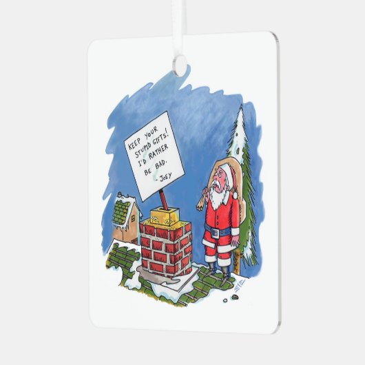 Nee tegen het Santa Square Metal ornament (Voorkant links)