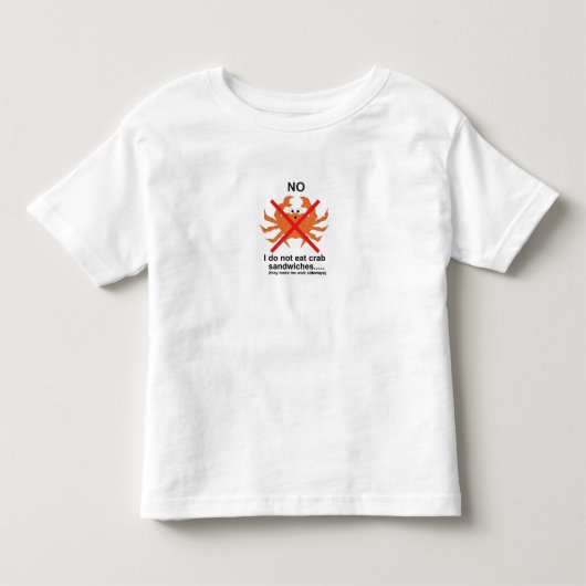 Nee tegen krabsandwiches kinder shirts (Voorkant)