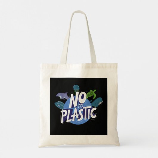 Nee tegen plastic Houd de oceanen schoon Canvas ta Tote Bag (Achterkant)