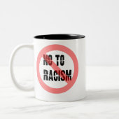 Nee tegen racisme | Anti-racisme-slogan Tweekleurige Koffiemok (Links)