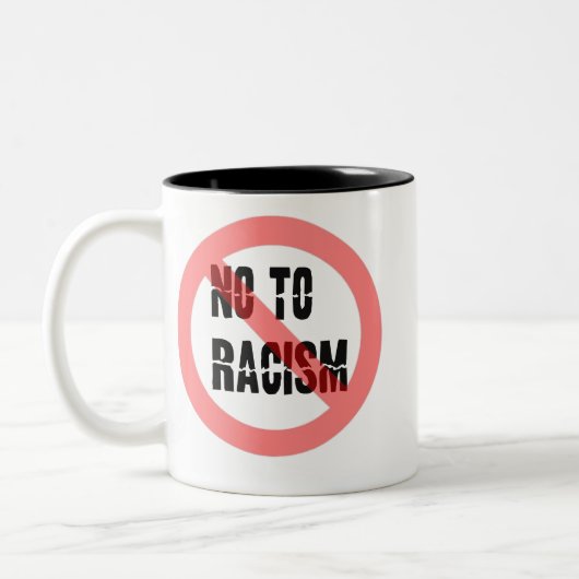 Nee tegen racisme | Anti-racisme-slogan Tweekleurige Koffiemok (Links)