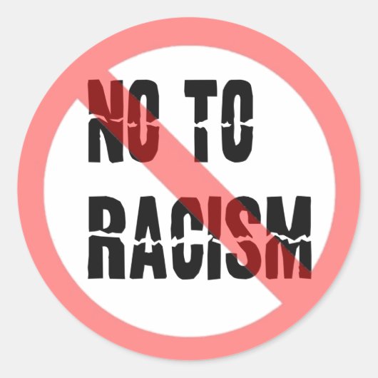 Nee tegen racisme ronde sticker (Voorkant)
