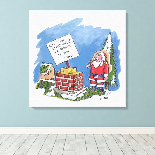 Nee tegen Santa canvas print (Insitu (Houten vloer))