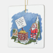 Nee tegen Santa Square keramisch ornament (Links)