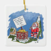 Nee tegen Santa Square keramisch ornament (Voorkant)