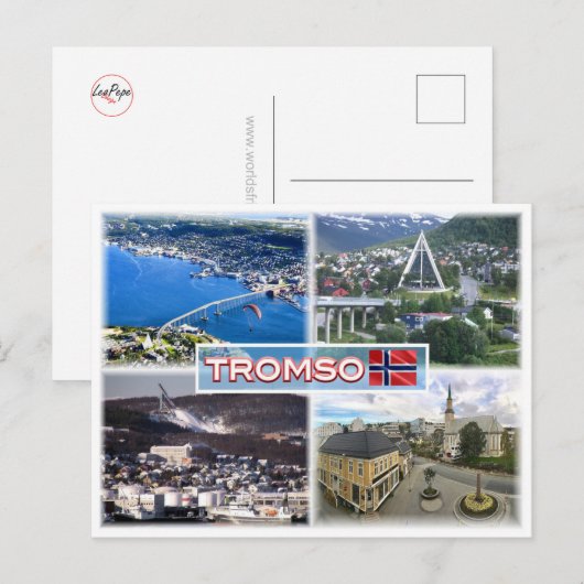 NEE Tromso - Luchtruim Uitzicht - Kunstkathedraal Briefkaart (Voorkant / Achterkant)