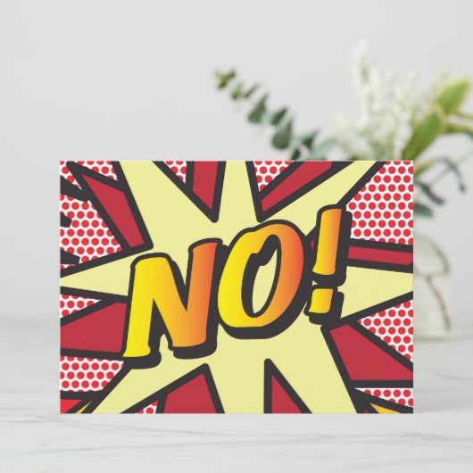 NEE Uw Bericht Spraakballon Fun Retro Stripboek Aankondiging (Staand voorkant)