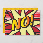 NEE Uw Bericht Spraakballon Fun Retro Stripboek Aankondiging (Voorkant / Achterkant)