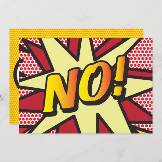 NEE Uw Bericht Spraakballon Fun Retro Stripboek Aankondiging (Voorkant / Achterkant)