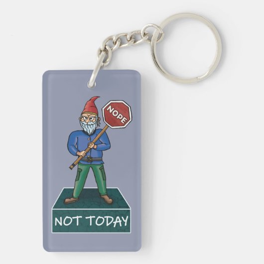 Nee, vandaag niet chagrijnige Gnome Sleutelhanger (achterkant)