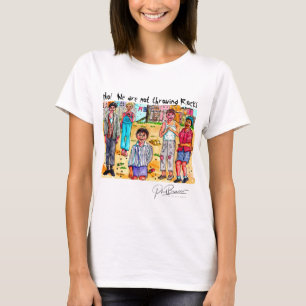 Nee! We gooien geen stenen T-shirt