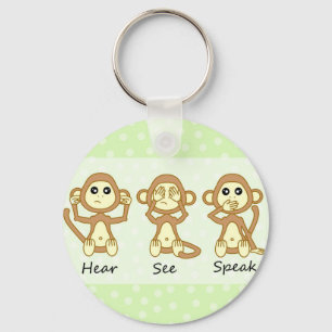 Nee Zie Geen Kwestie - Schuine Baby apen klinken Sleutelhanger