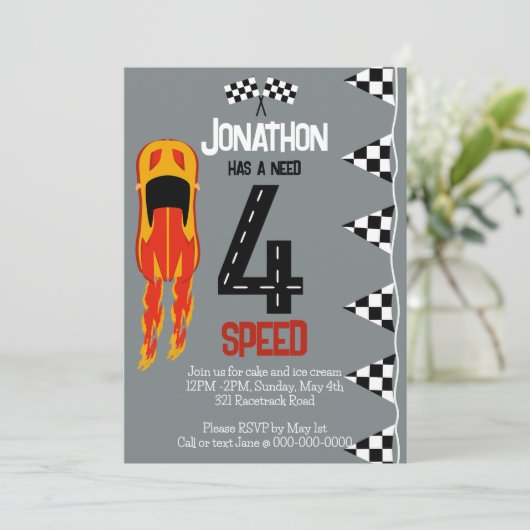 Need 4 Speed 4e verjaardagsfeestje Kaart (Staand voorkant)