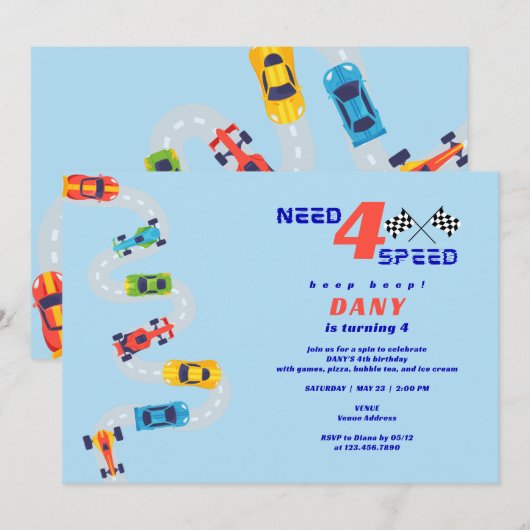 Need 4 Speed Motor Auto Racing Jongens Vierde Verj Kaart (Voorkant / Achterkant)