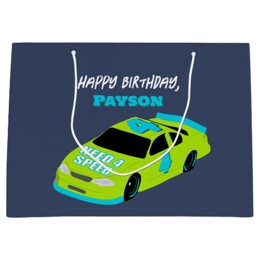 Need 4 Speed Race Car Boys 4e verjaardagsfeestje Groot Cadeauzakje (Voorkant)