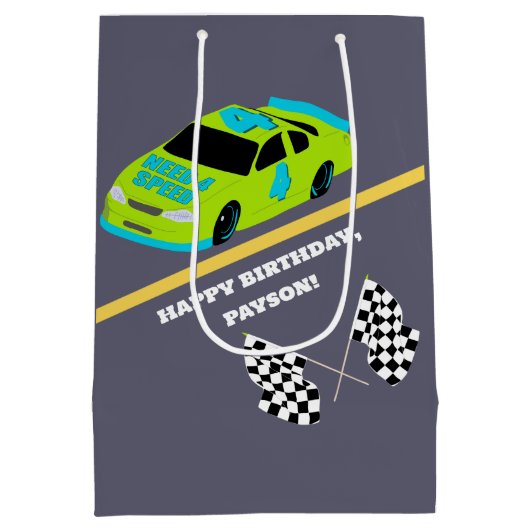 Need 4 Speed Race Car Boys 4e verjaardagsfeestje Medium Cadeauzakje (Achterkant)