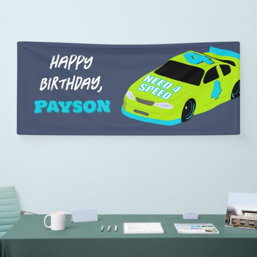 Need 4 Speed Race Car Boys 4e verjaardagsfeestje Spandoek (Beurs)