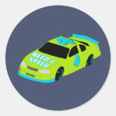 Need 4 Speed Race Car Jongens 4e Verjaardagsfeestj Ronde Sticker (Voorkant)