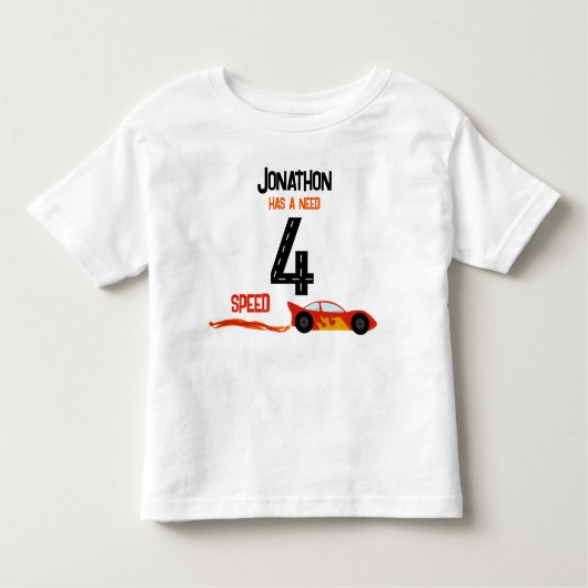 Need 4 speed racewagen vierde verjaardag party kinder shirts (Voorkant)