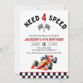 Need 4 Speed verjaardagsfeestje uitnodigen, racefe Kaart (Voorkant)