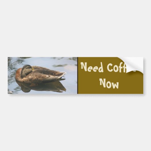 Need Coffee Funny Duck Bumpersticker (Voorkant)