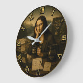 Need Coffee Funny Mona Lisa Coffee Lover Gift Grote Klok (Hoek)