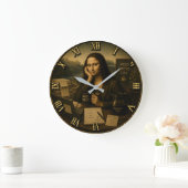 Need Coffee Funny Mona Lisa Coffee Lover Gift Grote Klok (Huis)