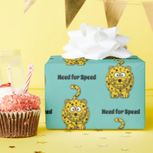 Need for Speed, Funny Cheetah Cartoon Cat Design Cadeaupapier