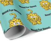 Need for Speed, Funny Cheetah Cartoon Cat Design Cadeaupapier (Rol Hoek)