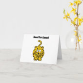 Need for Speed, Funny Cheetah Cartoon Cat Design Kaart (Gele Bloem)
