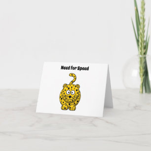 Need for Speed, Funny Cheetah Cartoon Cat Design Kaart