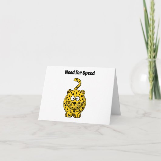 Need for Speed, Funny Cheetah Cartoon Cat Design Kaart (Voorkant)