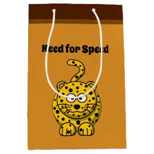 Need for Speed, Funny Cheetah Cartoon Cat Design Medium Cadeauzakje