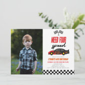Need Four Race Car 4e Afbeelding Verjaardagsfeestj Kaart (Staand voorkant)
