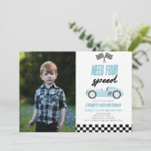 Need Four Race Car 4e Afbeelding Verjaardagsfeestj Kaart (Staand voorkant)