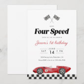 Need Four Speed 4de verjaardag Vintage Raceauto Kaart (Voorkant / Achterkant)