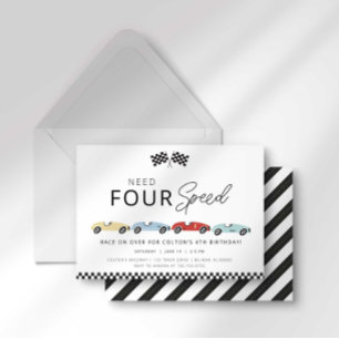 Need Four Speed 4e verjaardagsuitnodiging Kaart