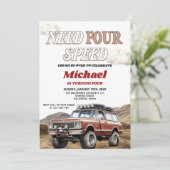 Need Four Speed 4x4 Red Truck 4e verjaardagsfeestj Kaart (Staand voorkant)