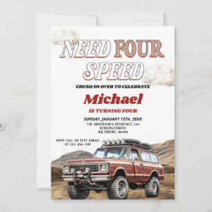 Need Four Speed 4x4 Red Truck 4e verjaardagsfeestj Kaart