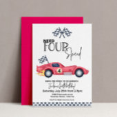 Need FOUR Speed Birthday Invitation | Red Race Car Kaart