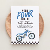 Need Four Speed Blue Dirt Bike Boy 4th Verjaardag Kaart