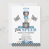 Need Four Speed Blue Race auto 4e verjaardag foto Kaart (Voorkant)