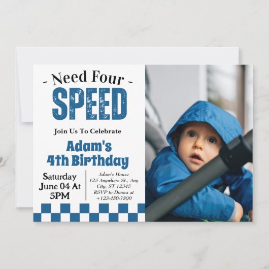 Need Four Speed Boy 4e verjaardagsfeestje foto Kaart (Voorkant)