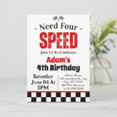 Need Four Speed Boy 4th Verjaardagsfeestje Kaart (Staand voorkant)