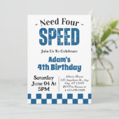 Need Four Speed Boy 4th Verjaardagsfeestje Kaart (Staand voorkant)