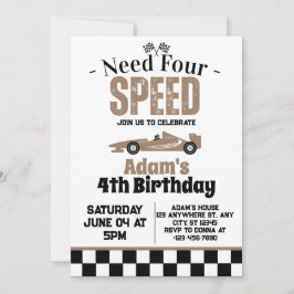 Need Four Speed Boy 4th Verjaardagsfeestje Kaart