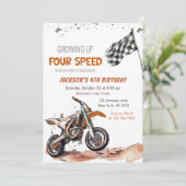 Need Four Speed Dirt Bike Boy 4e Verjaardagsfeest Kaart (Staand voorkant)