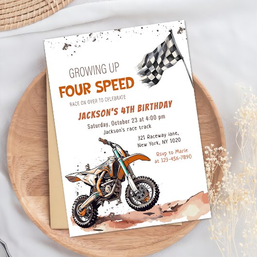 Need Four Speed Dirt Bike Boy 4e Verjaardagsfeest Kaart